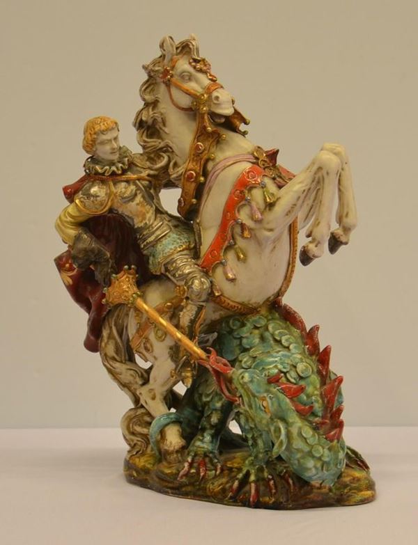 Scultura, sec. XX, in terracotta smaltata,