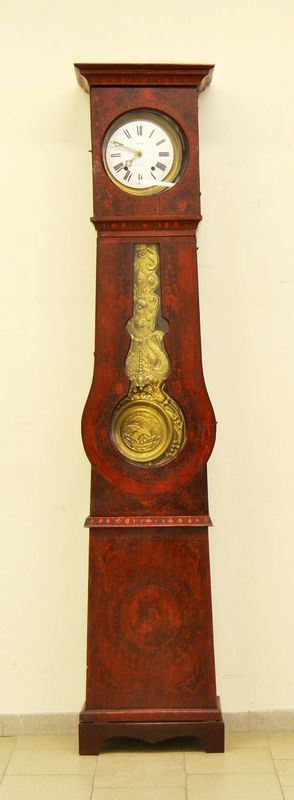 Orologio a colonna, Francia, sec. XIX, cassa in legno laccato e decorato