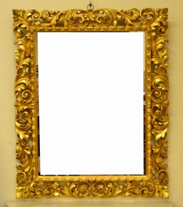 Specchiera, in stile 700, entro cornice in legno  - Asta Antiquariato, Collezionismo & Gioielli - Poggio Bracciolini Casa d'Aste
