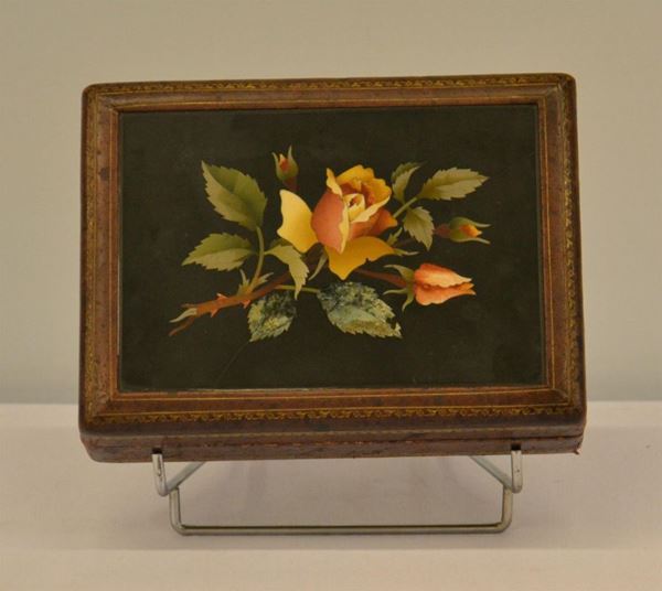 Scatola, sec. XIX, rivestita in pelle,piano in lavagna  - Asta Antiquariato, Collezionismo & Gioielli - Poggio Bracciolini Casa d'Aste