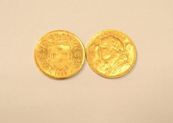 Due monete in oro  - Asta Decorazione di interni - Poggio Bracciolini Casa d'Aste