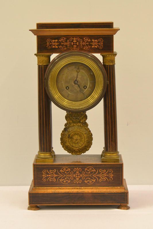 Orologio da tavolo, Francia, sec. XIX, cassa in noce