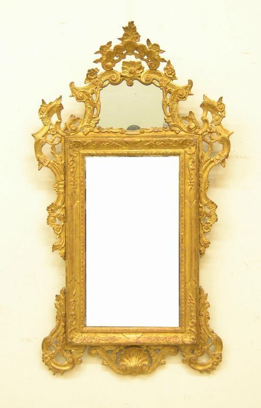 Specchiera, in stile 700, in legno laccato e