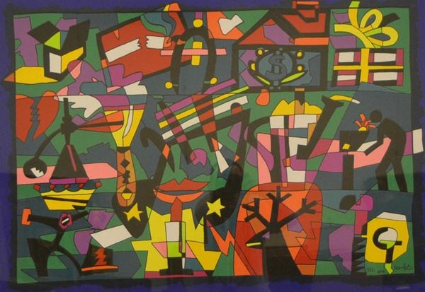 Ugo Nespolo  - Asta Decorazione di interni - Poggio Bracciolini Casa d'Aste