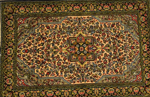 Tappeto persiano Qum Kork, in lana merinos extra fine,