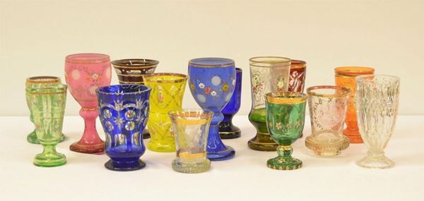 Quindici bicchieri, sec. XIX, in vetro  - Asta Decorazione di interni - Poggio Bracciolini Casa d'Aste