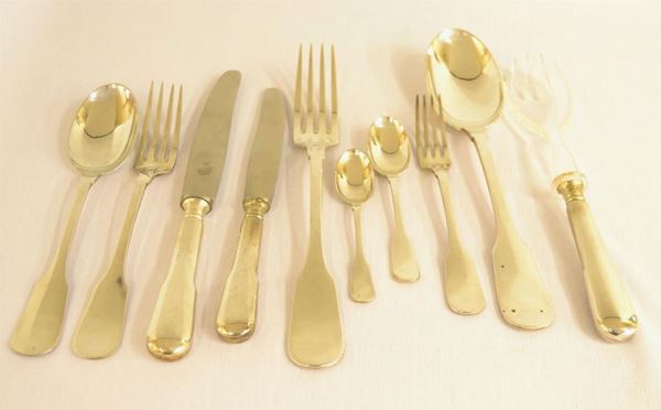 Servito di posate , sec XX, in argento  - Asta ARREDI, OGGETTI D'ARTE, DIPINTI E GIOIELLI - Poggio Bracciolini Casa d'Aste
