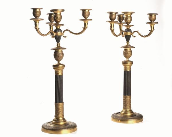 COPPIA DI CANDELABRI, FINE SECOLO XIX