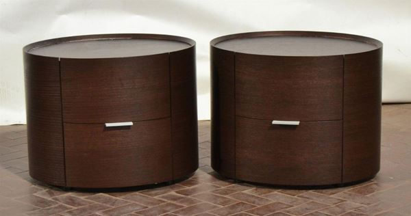 Coppia di comodini, design MISURA EMME, in legno weng&egrave;,