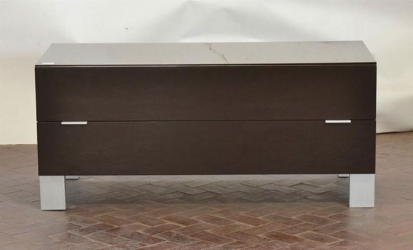 Cassettiera, design MISURA EMME, in legno lucido marrone,