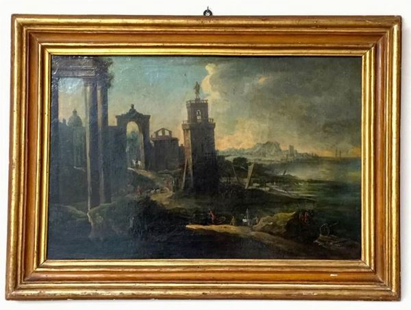 Dipinto ad olio su tela, ragffigurante paesaggio