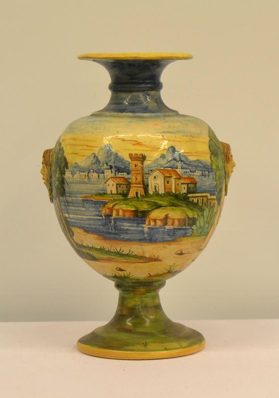 Vaso, manifattura Ginori, sec. XIX, in terracotta smaltata e