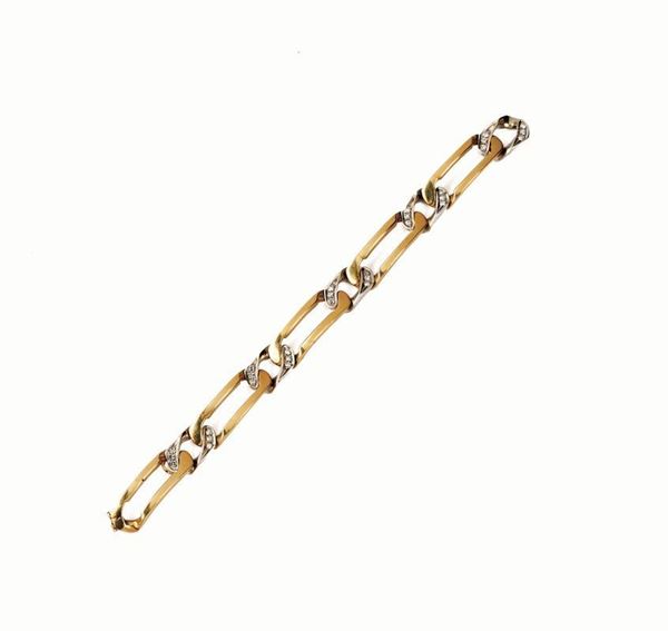 BRACCIALE IN ORO GIALLO, ORO BIANCO E DIAMANTI