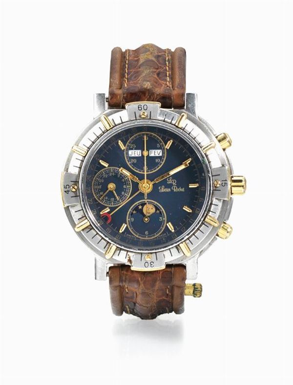 OROLOGIO DA POLSO CON CRONOGRAFO, CALENDARIO COMPLETO E FASI LUNARI REF. 21 100 052, IN ACCIAIO E ORO
