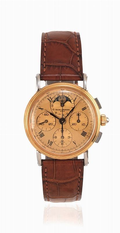 OROLOGIO DA POLSO CON CRONOGRAFO, BAUME & MERCIER,  REF. 6102.099, IN ACCIAIO E ORO