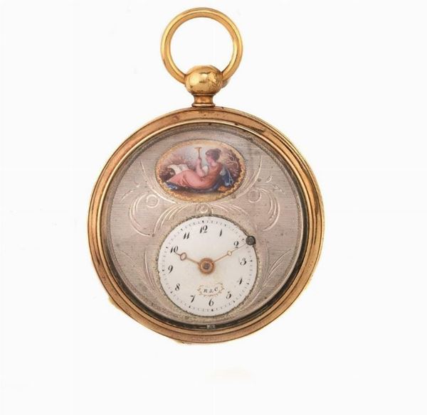 OROLOGIO DA TASCA, ROBERT &amp; CORVOISIER &agrave; PARIS, MOVIMENTO N. 88'186, 1810 CIRCA, IN ARGENTO DORATO