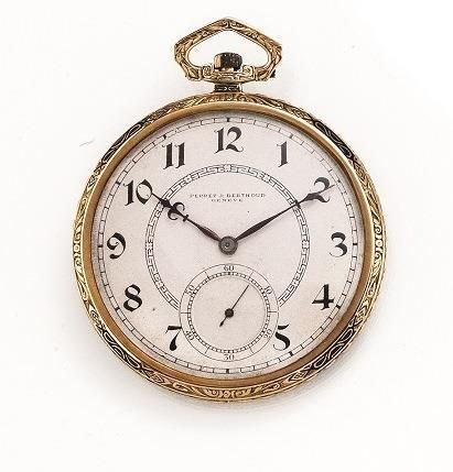 OROLOGIO DA TASCA PERRET E BERTHOUD GENEVE, n. 359431, 1920 CIRCA, IN&nbsp; ORO GIALLO E SMALTI