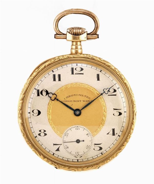 OROLOGIO DA TASCA CHRONOMETRE CORGEMONT WATCH, IN ORO GIALLO 18 KT
