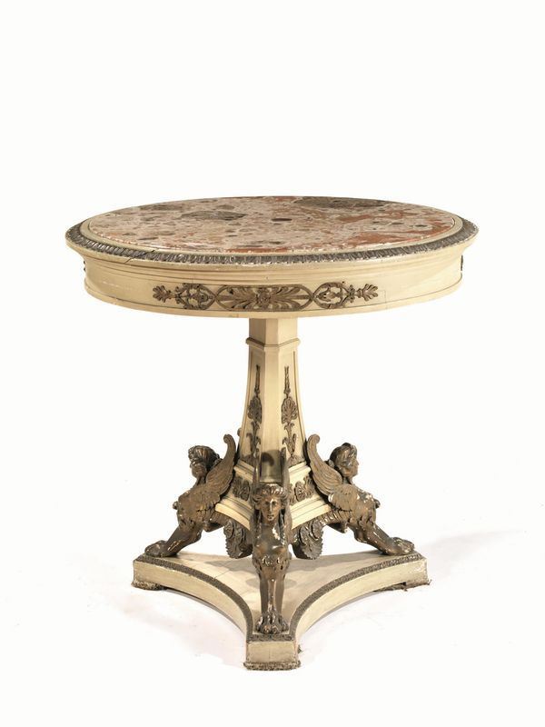 TAVOLO DA CENTRO, IN STILE IMPERO  - Asta INTERNI | GIOIELLI, orologi , Mobili, OGGETTI D'ARTE e Dipinti - Poggio Bracciolini Casa d'Aste