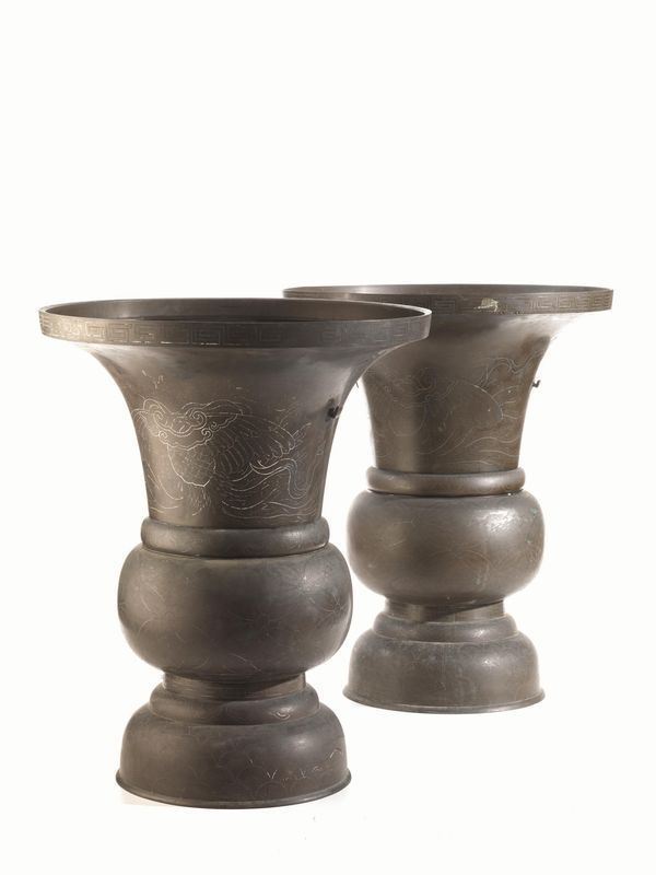COPPIA VASI, GIAPPONE, PERIODO MEIJI  - Asta INTERNI | GIOIELLI, orologi , Mobili, OGGETTI D'ARTE e Dipinti - Poggio Bracciolini Casa d'Aste
