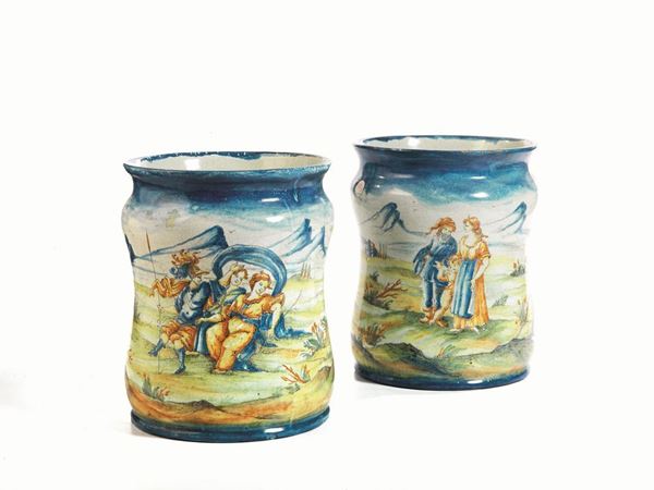 COPPIA DI GRANDI ALBARELLI, LIGURIA, SECOLO XVIII
