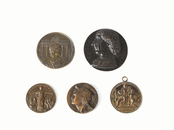 LOTTO DI CINQUE MEDAGLIE IN BRONZO