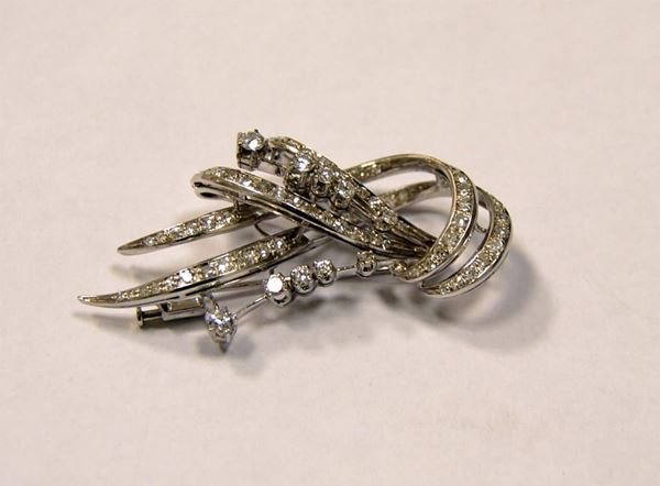SPILLA IN ORO BIANCO E DIAMANTI