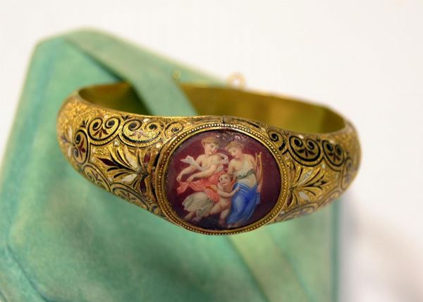 BRACCIALE IN ORO GIALLO E SMALTO