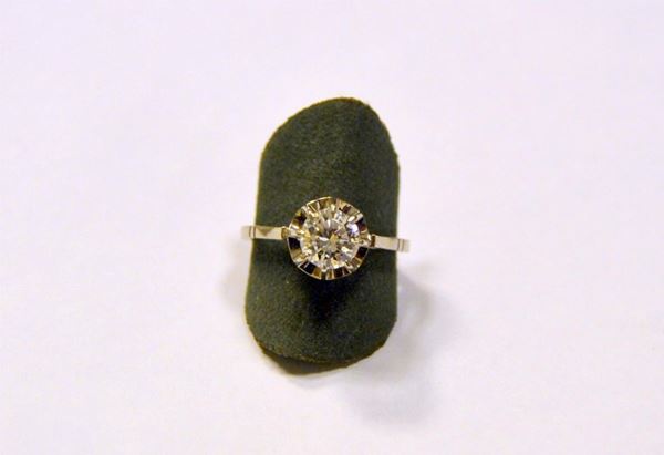 ANELLO IN ORO BIANCO 14 KT&nbsp; E DIAMANTE