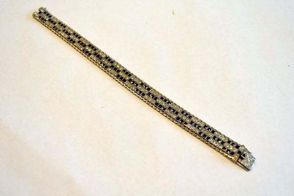 BRACCCIALE IN ORO BIANCO,DIAMANTI E ZAFFIRI