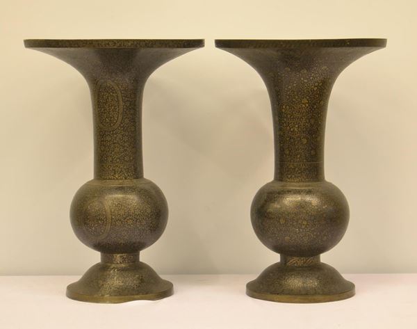 Coppia di vasi, arte orientale, sec. XIX,