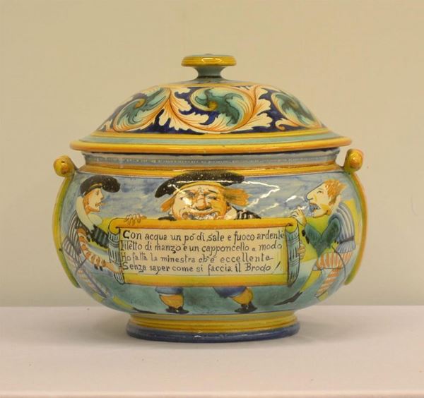 Zuppiera, sec. XX, manifattura Montelupo, in maiolica