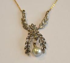 COLLANA IN ORO GIALLO,ARGENTO E DIAMANTI
