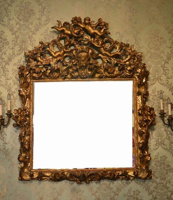 Cornice, sec. XIX, in legno dorato e