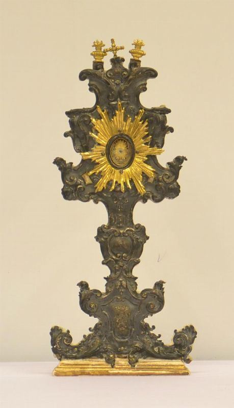 Reliquiario, sec. XVIII, in legno, mostra in