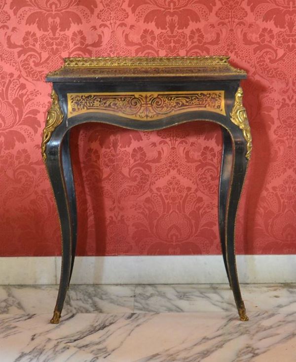 Fioriera, Boulle, sec. XIX, in legno ebanizzato e intarsiato,