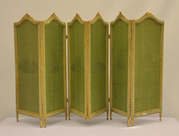 Piccolo paravento, Luigi XVI, in legno laccato,  - Asta DECORAZIONE D'INTERNI - Poggio Bracciolini Casa d'Aste