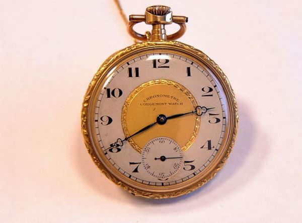 OROLOGIO DA TASCA CHRONOMETRE CORGEMONT WATCH, IN ORO GIALLO 18 KT 