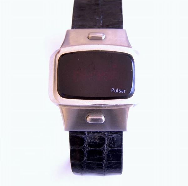 OROLOGIO DA POLSO&nbsp; TIME COMPUTER PULSAR, ANNI '70, CASSA N. 623'823, IN ACCIAIO