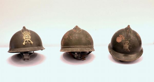 TRE ELMETTI MILITARI, ADRIAN , PRIMA GUERRA MONDIALE