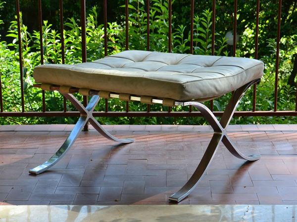 Sgabello, anni 80, base cromata e