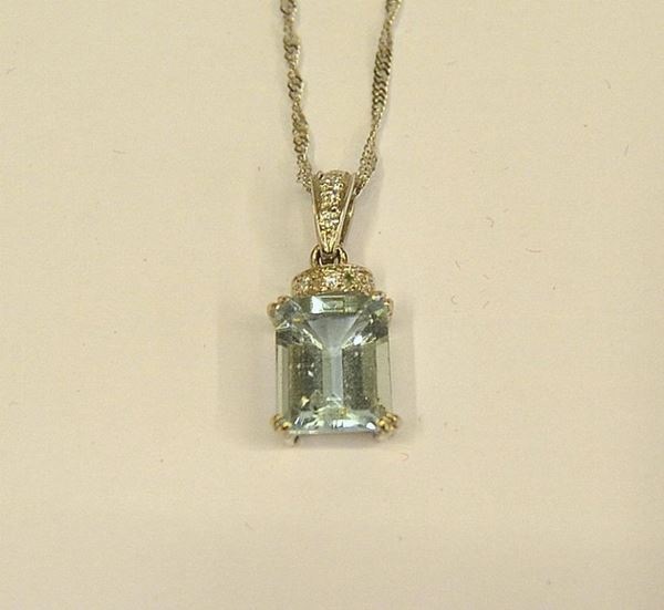 PENDENTE IN ORO BIANCO,ACQUAMARINA E DIAMANTI&nbsp;&nbsp;&nbsp;&nbsp;&nbsp;&nbsp;&nbsp;&nbsp;&nbsp;&nbsp;&nbsp;&nbsp;&nbsp;&nbsp;&nbsp;&nbsp;&nbsp;&nbsp;&nbsp;&nbsp;&nbsp;&nbsp;&nbsp;&nbsp;&nbsp;&nbsp;&nbsp;&nbsp;&nbsp;  - Asta MOBILI, DIPINTI, OGGETTI D'ARTE E GIOIELLI - Poggio Bracciolini Casa d'Aste