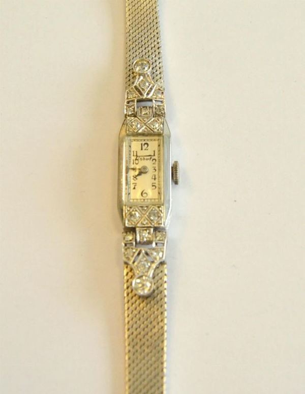 OROLOGIO DA POLSO, ANNI 30' PER SIGNORA IN ORO BIANCO,