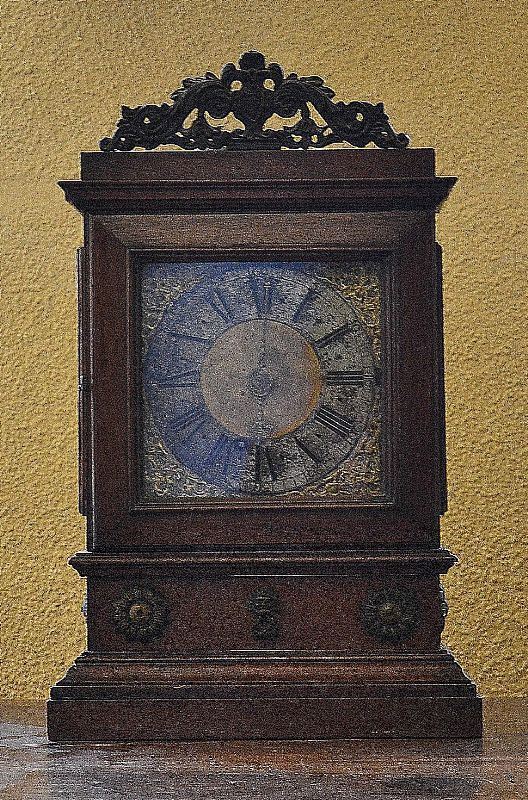Orologio da tavolo, Inghilterra, sec. XIX, cassa in noce,