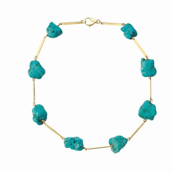 COLLANA IN ORO GIALLO E TURCHESE