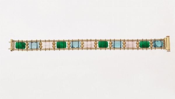 BRACCIALE IN ORO GIALLO E PIETRE DI COLORE
