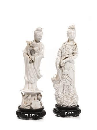 DUE FIGURE IN BLANC DE CHINE, CINA, SEC. XIX