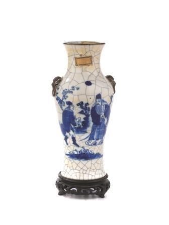 VASO CRACKLE BIANCO/BLU, CINA, SEC. XIX
