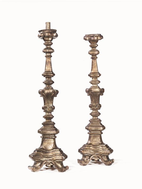 Coppia di candelieri, sec. XVIII,