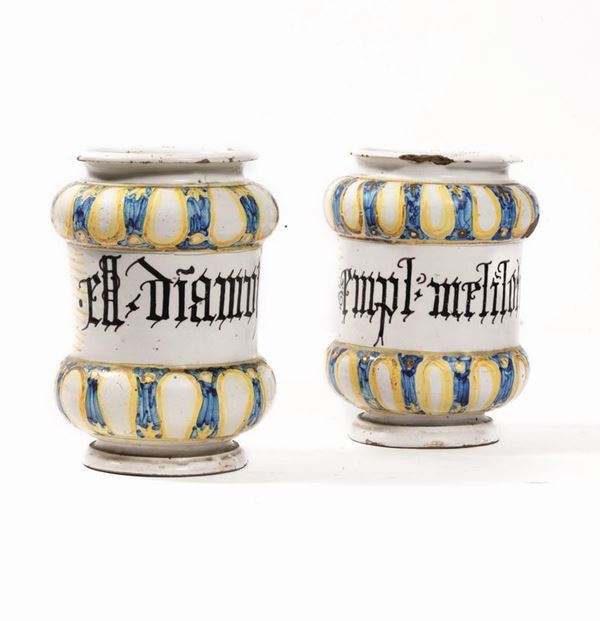 Coppia di albarelli, sec. XVIII